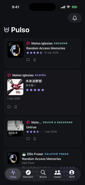 El muro Pulso: la gente que sigues escuchando, calificando y reseñando discos.
